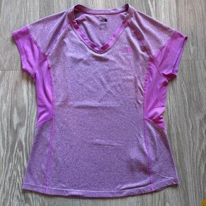 The Northface V-Neck Short Sleeve Tee Top Womens M Purple Casual Flashdry Shirt